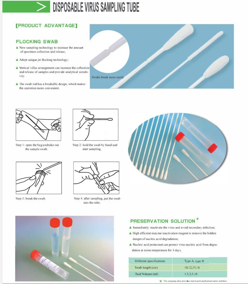 Ready to Ship Virus Disposable Transport Sampling Collection Tube Medical Biological Equipment Consumables 2020